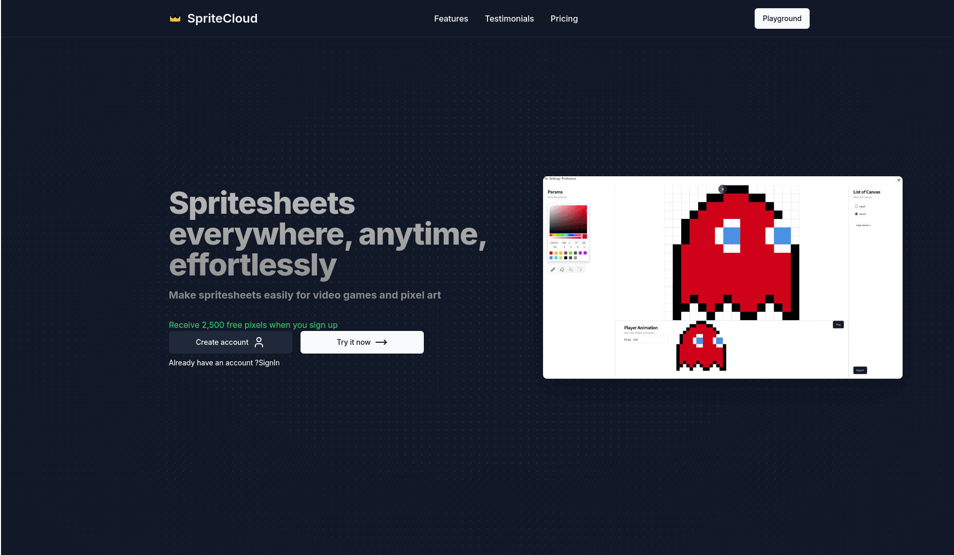 screenshot of SpriteCloud